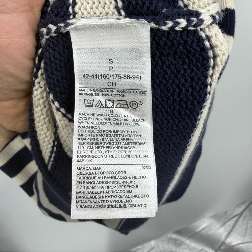 Gap‎ striped knit sweater dress in navy blue and white cotton blend fabric sz S - Picture 8 of 9